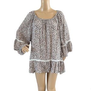Zac & Rachel Flowy Blouse Leopard Animal Print